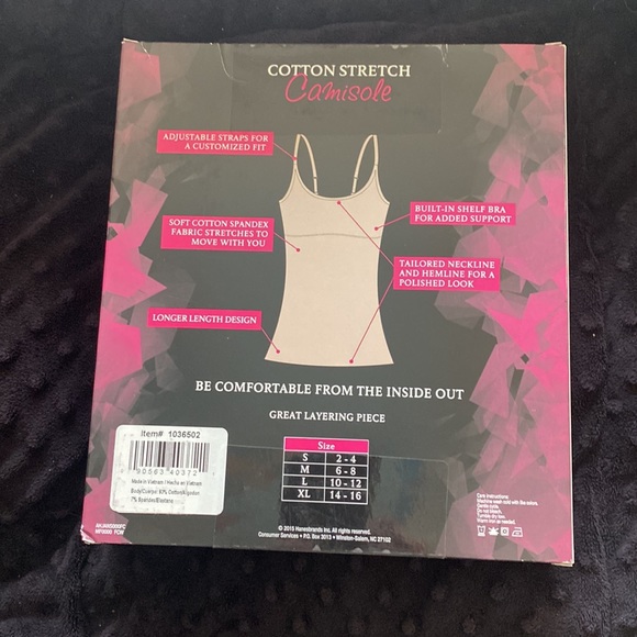 Maiden form cotton stretch tanks with built in shelf bra. Set of 2 in box. NEW! - Picture 2 of 3